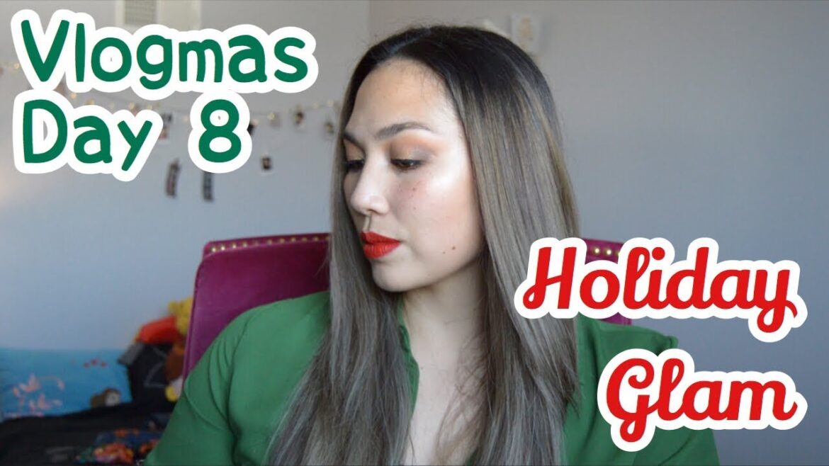 | HOLIDAY GLAM- NO FOUNDATION, NO FALSE LASHES | VolleyBlogIT- Vlogmas Day 8