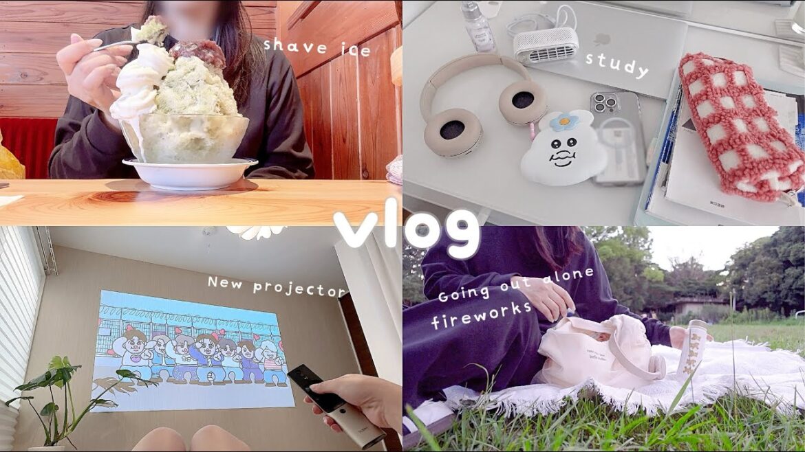 ぼっち女子高生の夏休みの一日🍧図書館で勉強してかき氷食べて花火を見たvlog