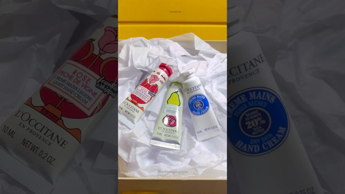 mini L’Occitane hand cream trio kit asmr unboxing 😍❣️ #asmr #unboxing #loccitane #handcream #shorts