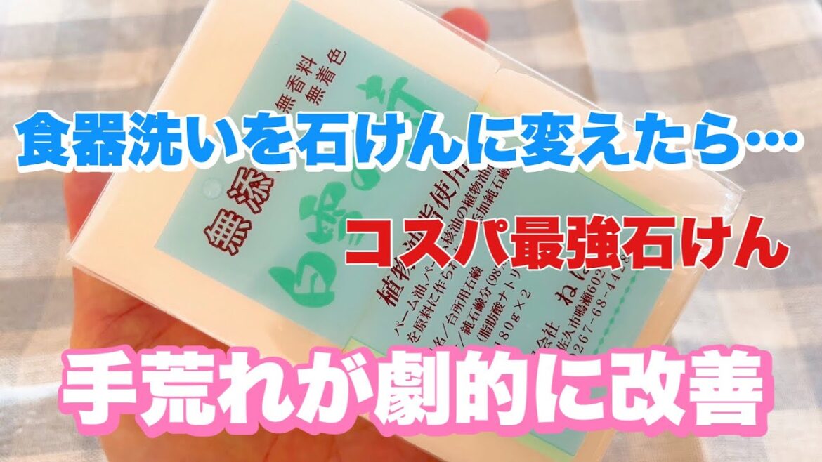 【日用品 コスパ最強節約だ‼️】固形石けん🧼で食器が洗える‼️石けん🧼に変えただけで…嘘でしょう？あんなにひどい手荒れが…
