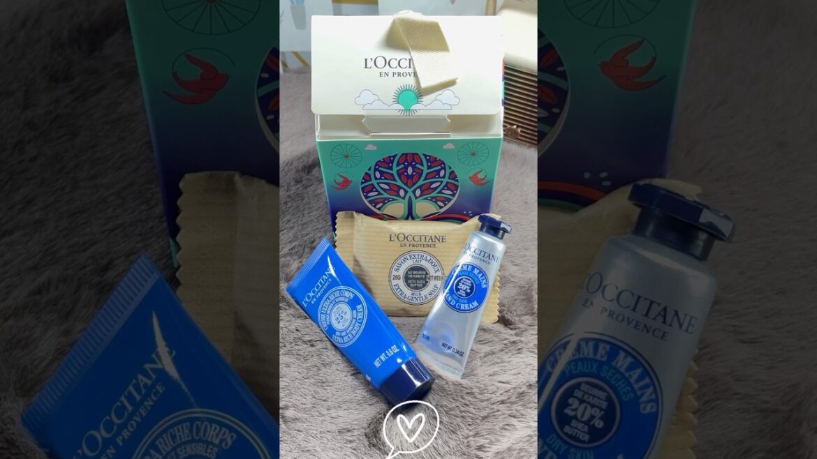 L’Occitane shea butter trio kit mini 💙✨ #loccitane #sheabutter #mini #kit #asmr #unboxing #shorts