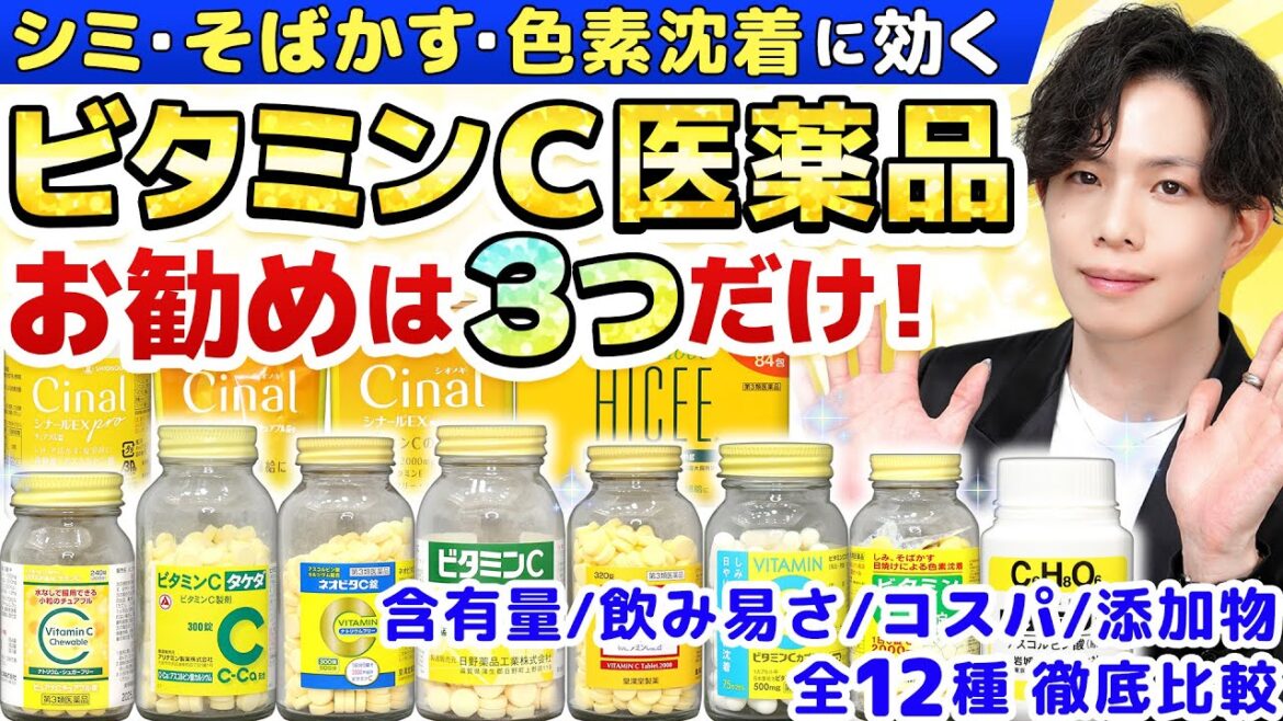 【お勧めは３つだけ】シミ・色素沈着に効くビタミンC医薬品 12種 徹底比較！含有量・飲みやすさ・コスパ・添加物からお勧めを厳選しました！