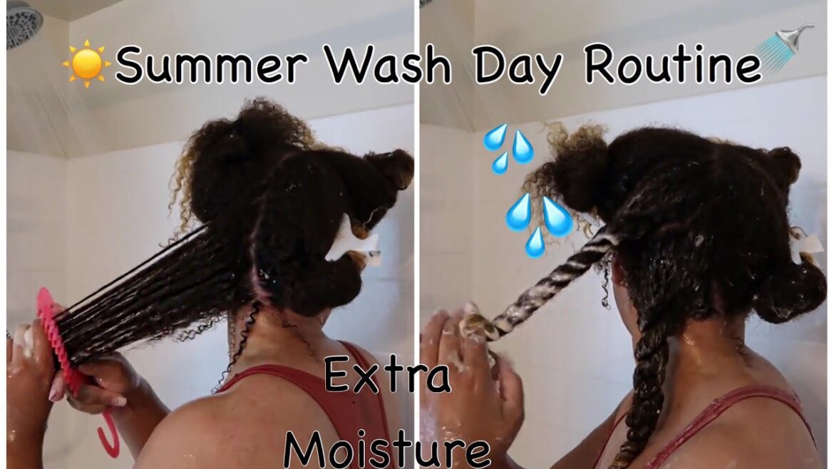 Summer Natural Hair Wash Day Routine for Moisture + Length Retention (Start to Finish)