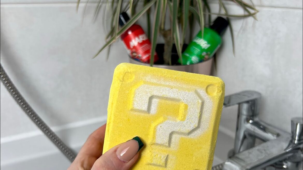 Using the Luigi shower gel from LUSH X Super Mario Bros collab (once upon a time/ so white scented)