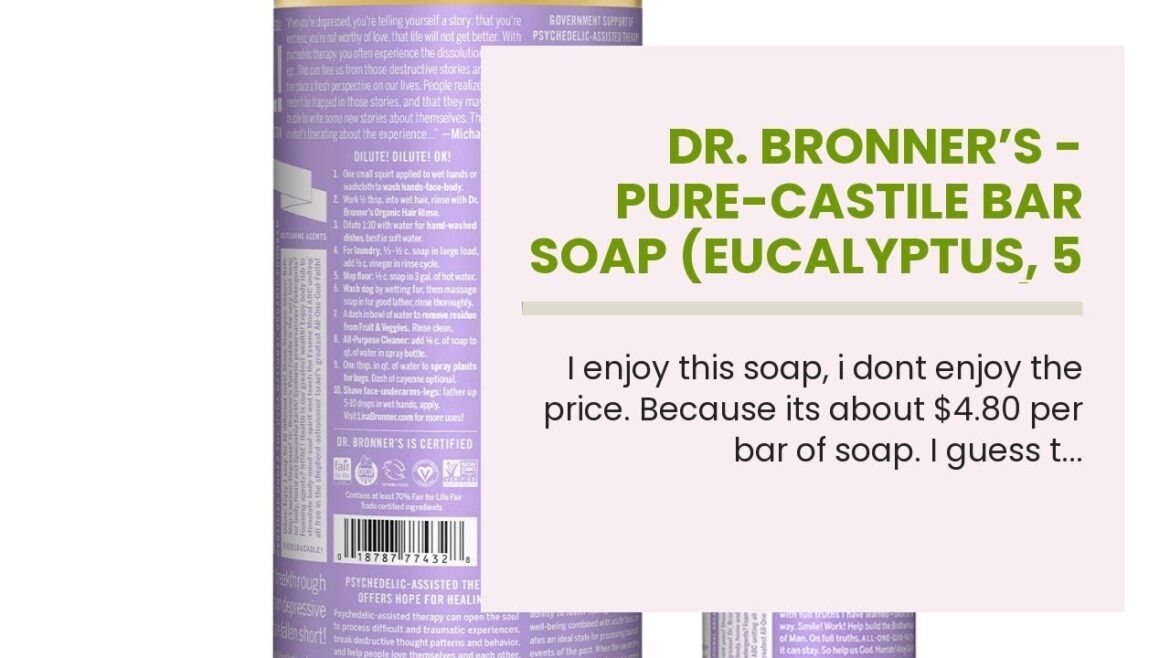 Dr. Bronner’s - Pure-Castile Bar Soap (Eucalyptus, 5 ounce, 6-Pack) - Made with Organic Oils, F...