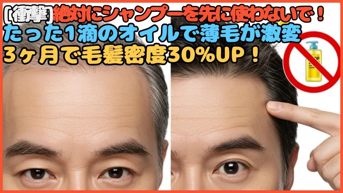 【絶対禁止】シャンプーを先に使ってはいけない理由｜たった1滴のオイルで3ヶ月後に毛髪密度30%増加した40代男性の実話