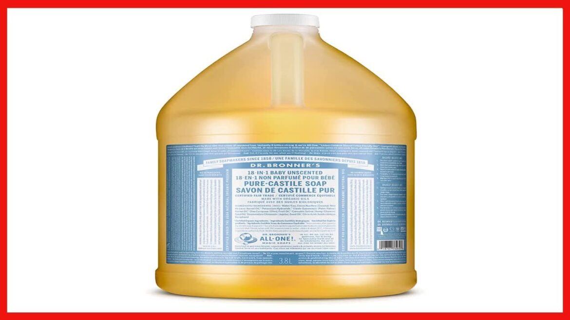 Dr. Bronner’s - Pure-Castile Liquid Soap (Baby Unscented, 1 Gallon) - Made with Organic Oils