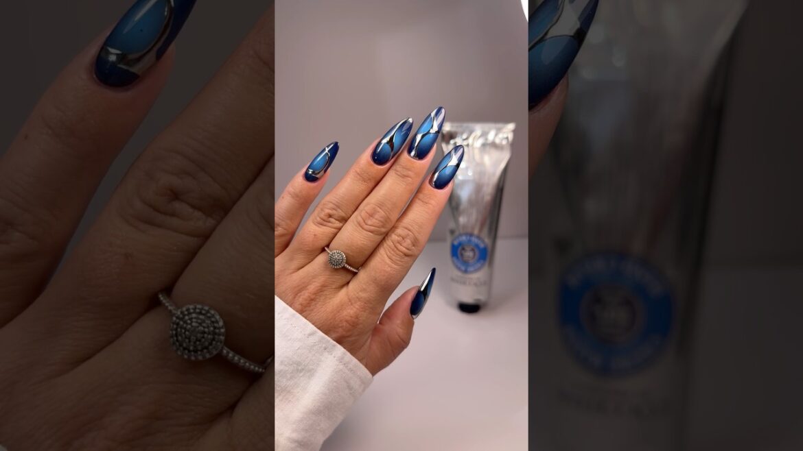 matching my nails to my favorite hand cream 💙#nails #naildesigns #nailgelart #handcream #loccitane