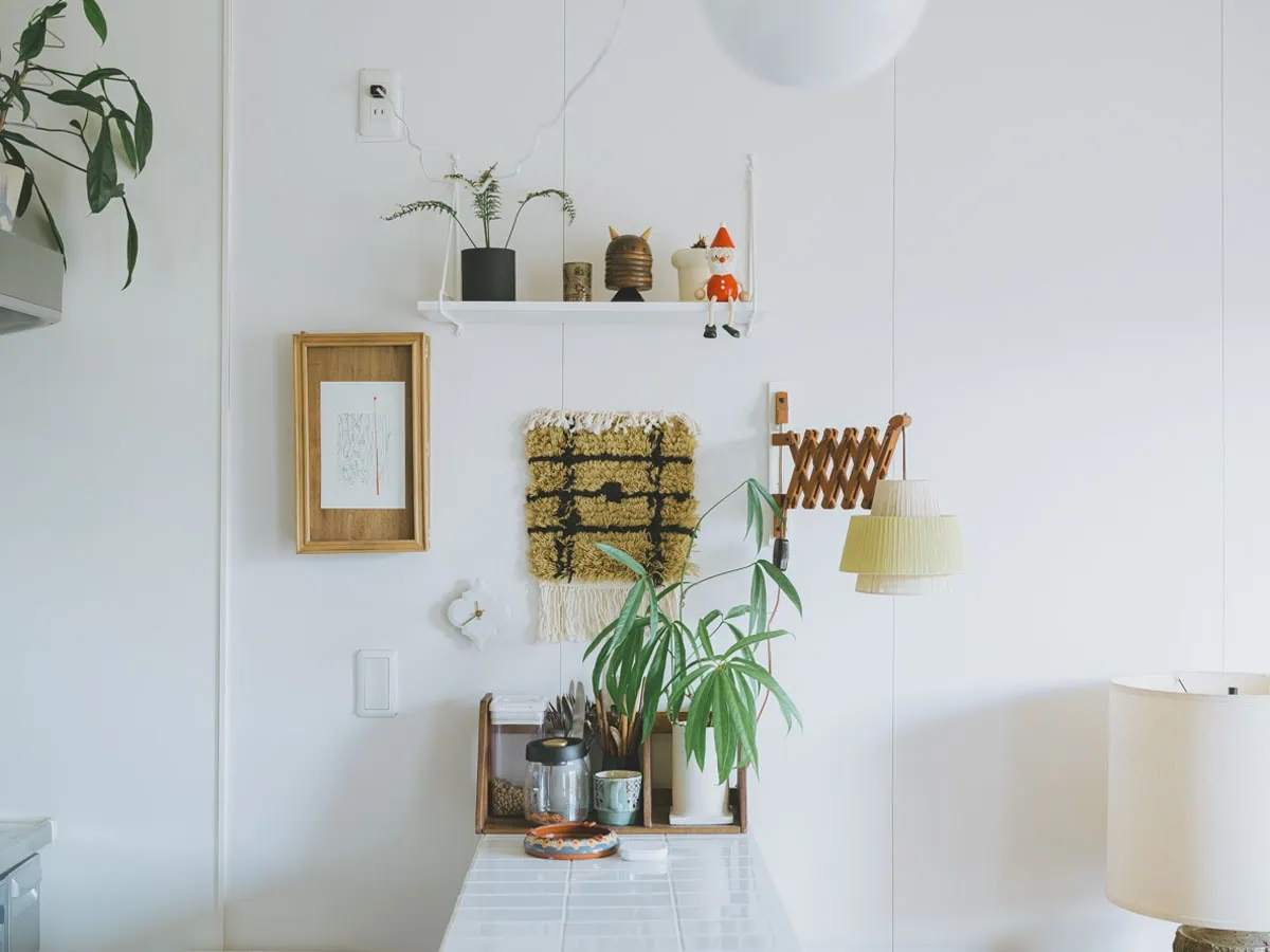 愛犬の餌やカトラリーが並ぶカウンター上