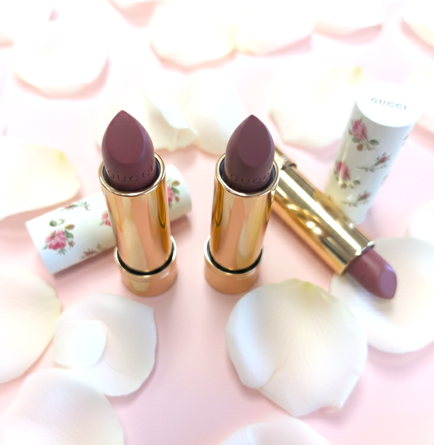 GUCCI Beautyのリップ「ルージュ ア レーヴル ヴォワル」。シアーな発色の新作リップを並べたビジュアル