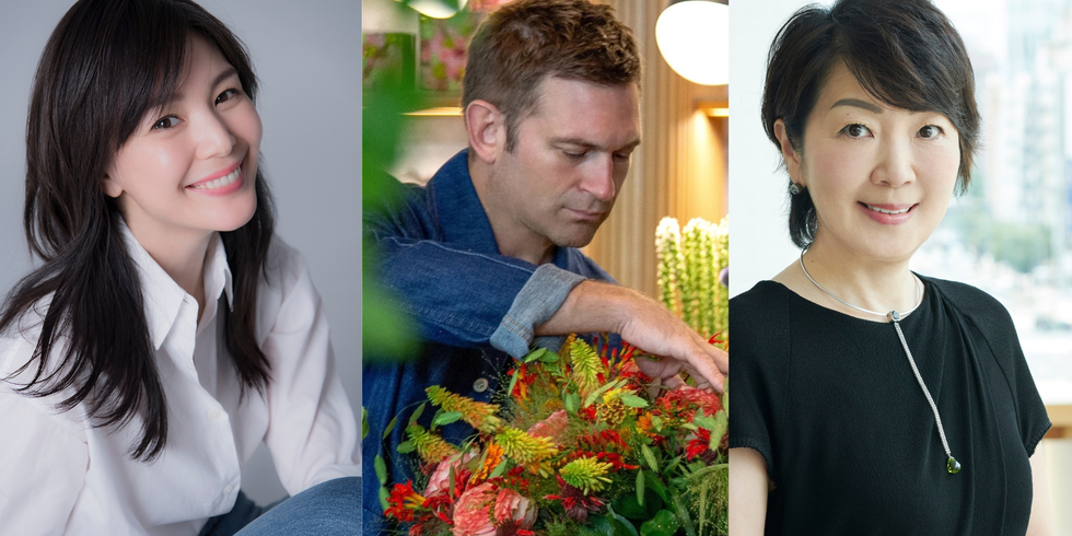 three individuals in separate settings each wearing distinct clothing and accessories