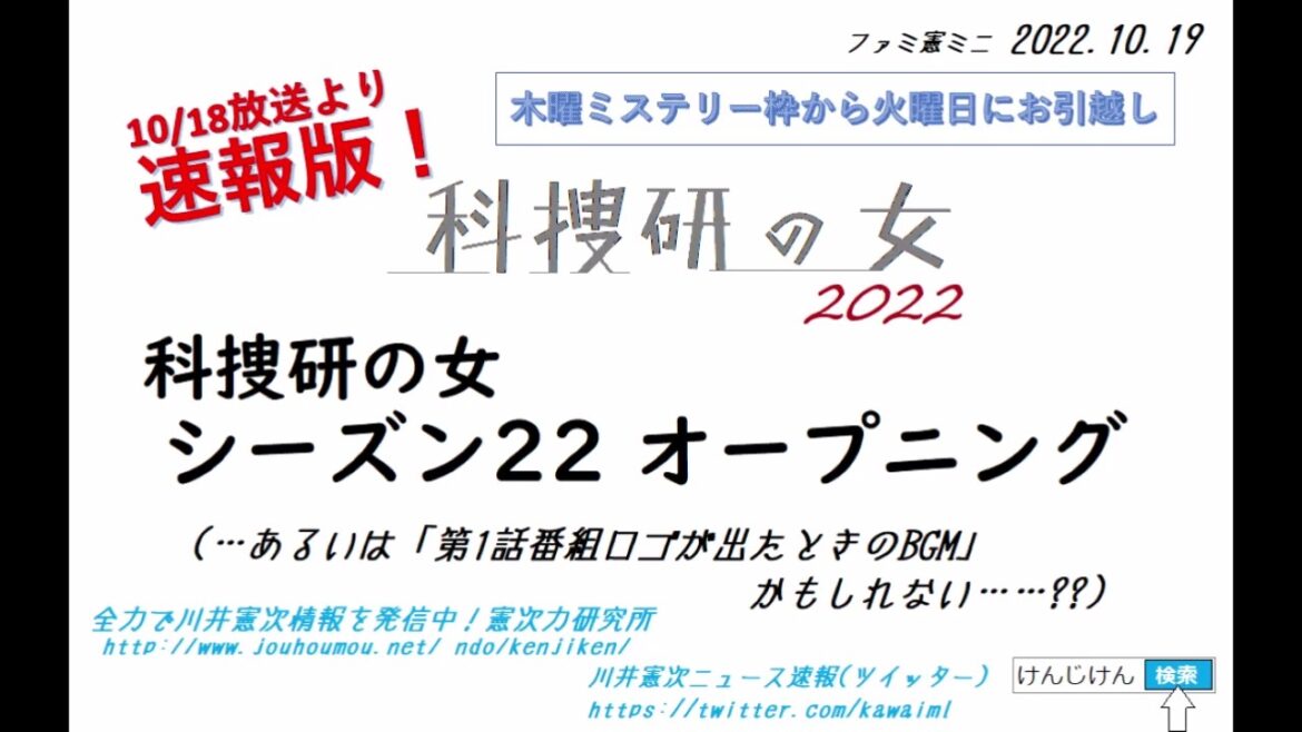 ファミ憲 ミニ『科捜研の女2022(シーズン22)』 オープニング