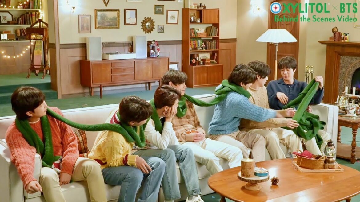BTS、7人が一つのマフラーに！ラストはJINのスマイルで決まり！TVCM未収録映像／ロッテ「XYLITOL×BTS Smile」CＭ
