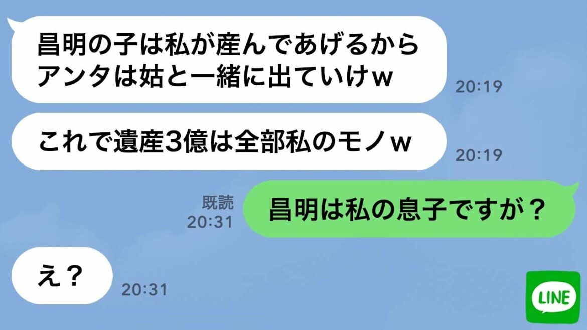 【LINE】夫を奪った友人から略奪連絡「遺産3億は私のモノ！姑と出て行けw」→私の正体が実は●●だと伝えたら勘違い女の反応が笑えるw