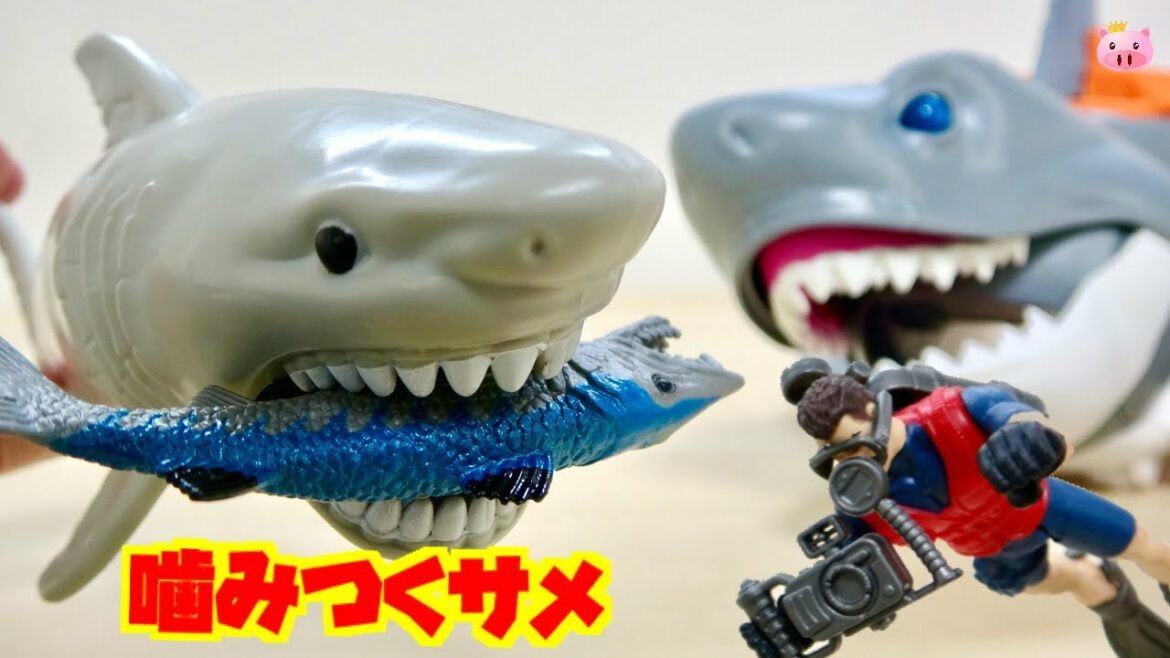 噛みつきアクションで餌をぱくり!ワイルドクエスト シャークプレイセット