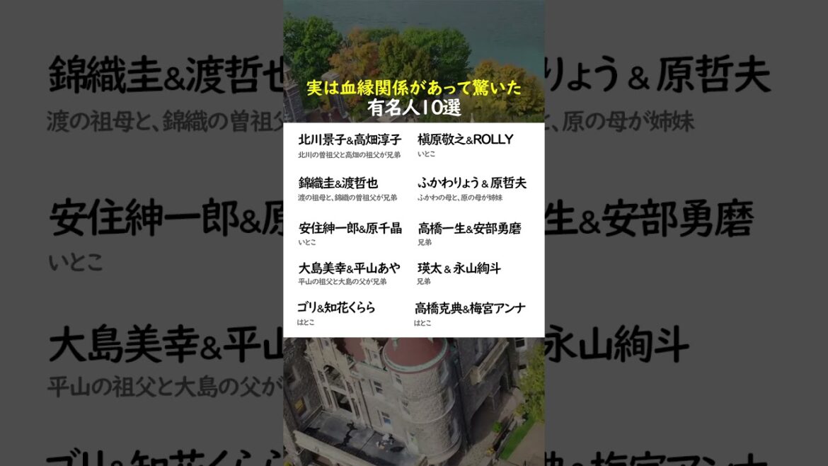 実は血縁関係があって驚いた有名人 10選 #槇原敬之 #高橋一生 #北川景子 #ゴリ #ふかわりょう #森三中