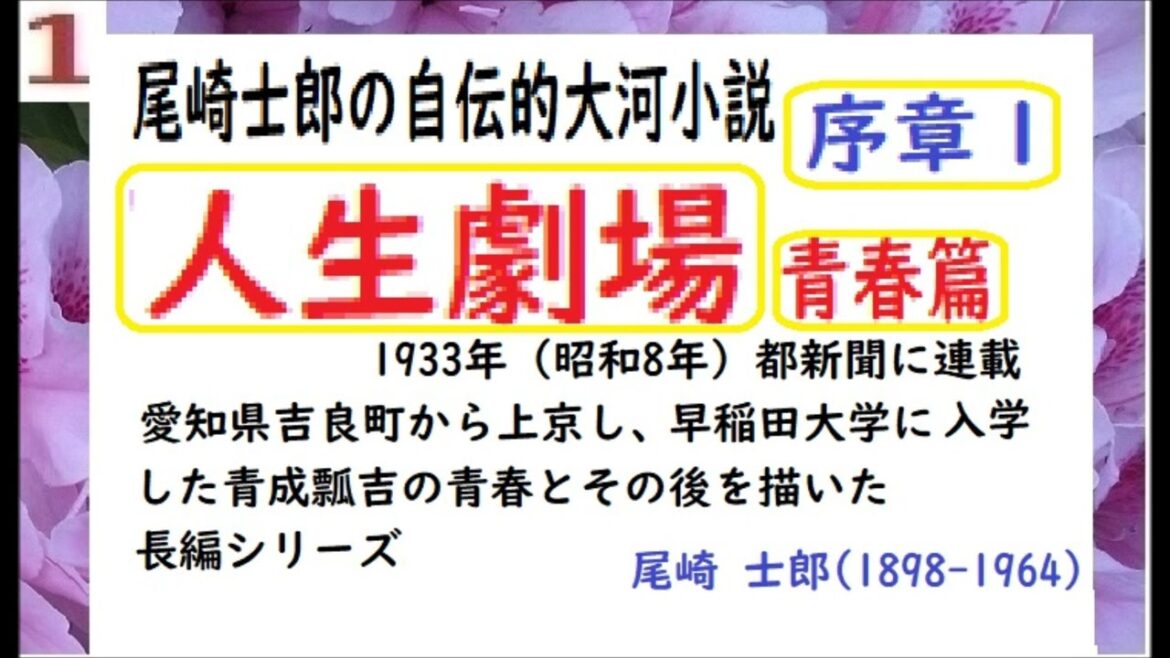 「人生劇場,」青春篇,１,尾崎士郎,作,, 朗読,by,D.J.イグサ,＠,dd,朗読苑,