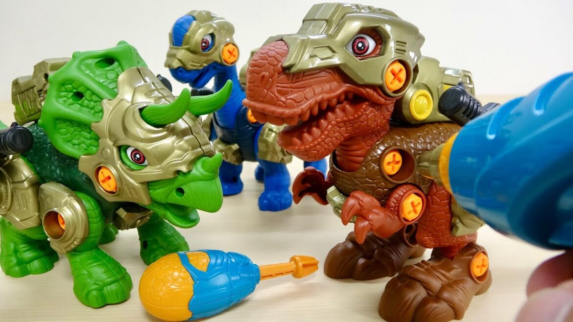 ネジを使って恐竜を組み立てる! サウンド&ライト恐竜 ティラノサウルス, トリケラトプス, ブラキオサウルス