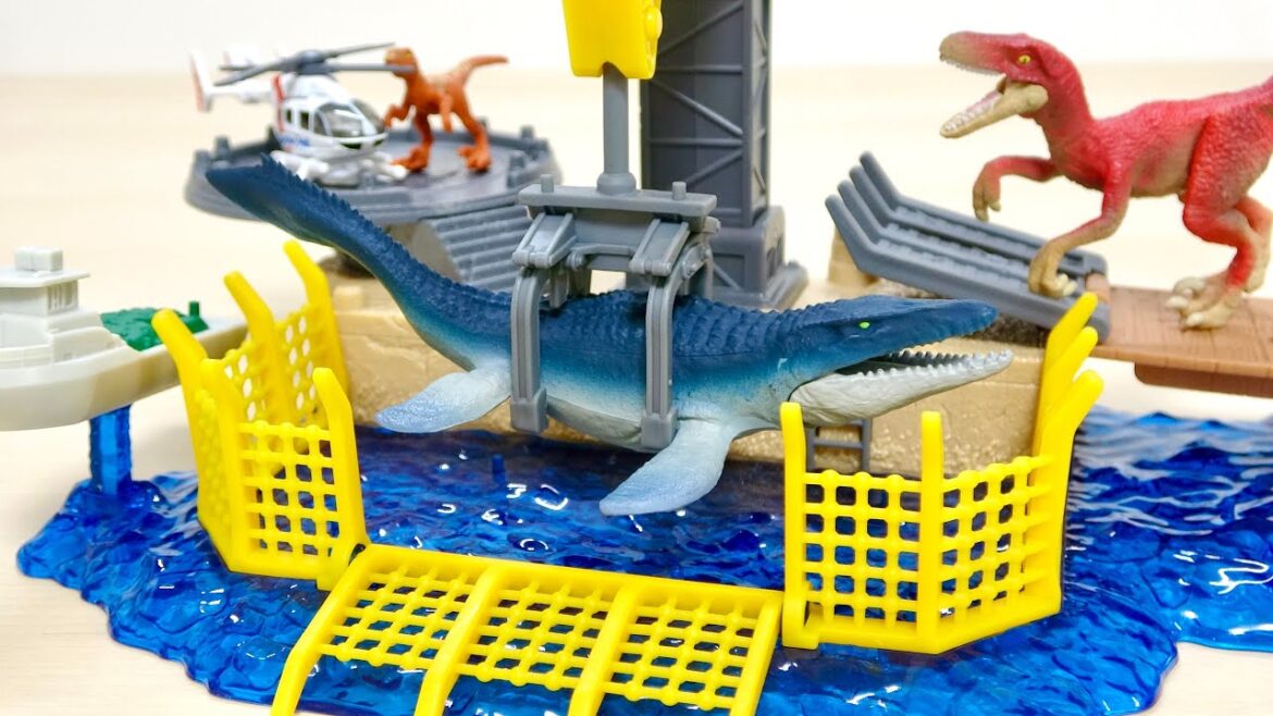 ジュラシックワールド 恐竜フィギュアを飾って遊べる♫ミニフィギュアプレイセット 大暴れ!モササウルスを組み立て
