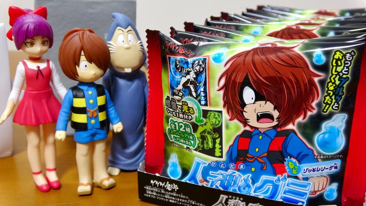 ゲゲゲの鬼太郎 新商品 暗闇で光るシールが入った 人魂グミ 闘いの記憶 1BOX 開封紹介!いきなりスーパーレア登場 Kitaro Gumi Candy