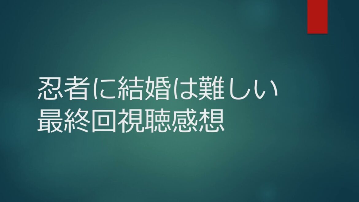 忍者に結婚は難しい最終回視聴感想