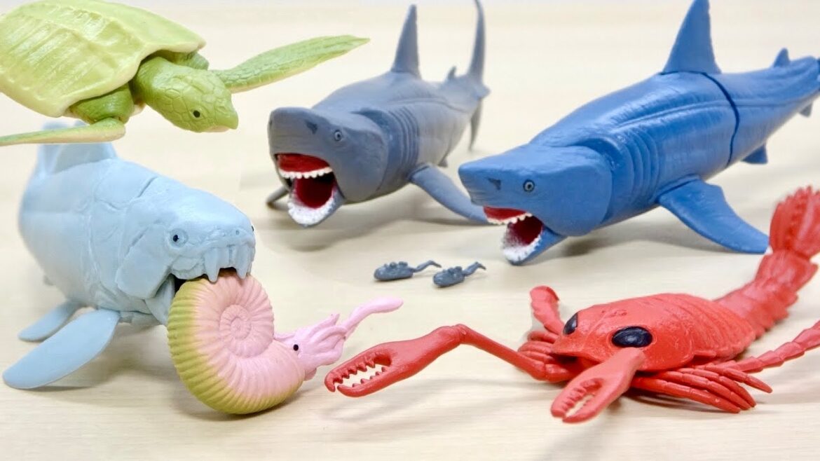 巨大メガロドンが2種類で当たりやすい!? あそべる生物フィギュアシリーズ! メガロドンと大むかしの海