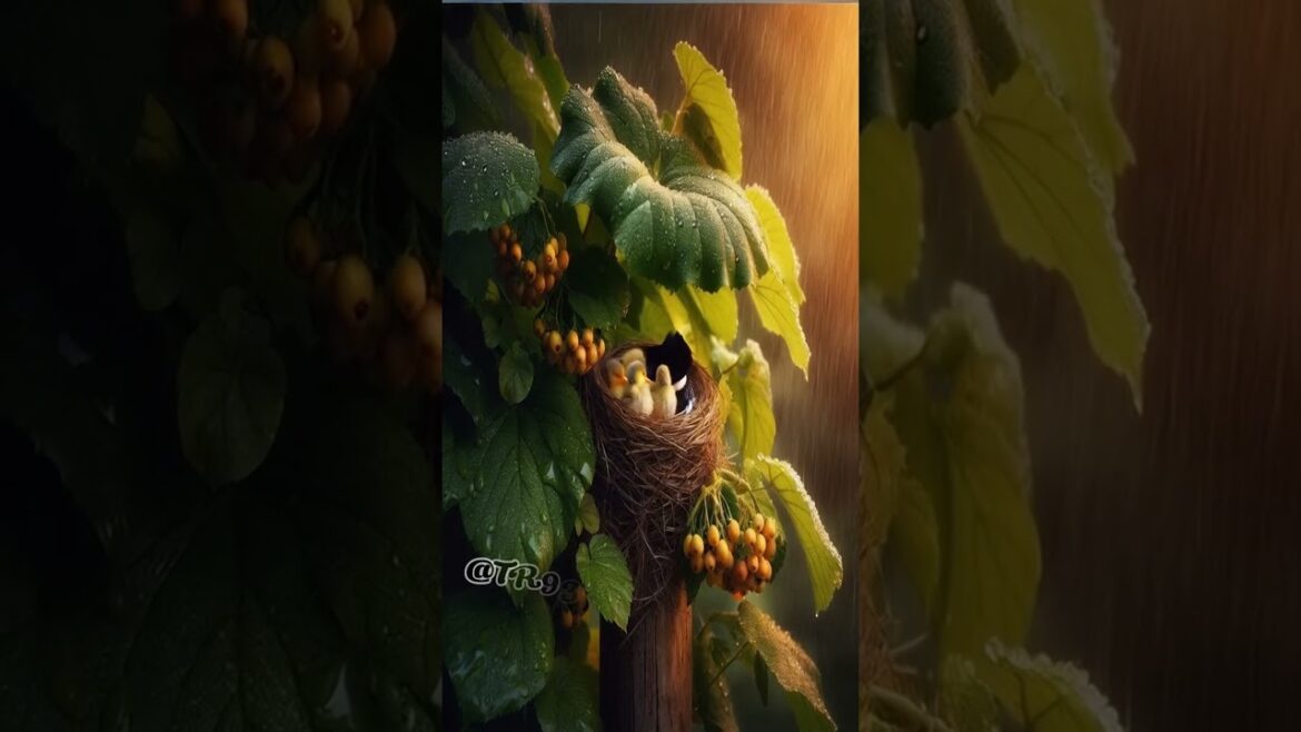 In the middle of the rain, the love of a bird family In the middle of the rain, the love of a bird family