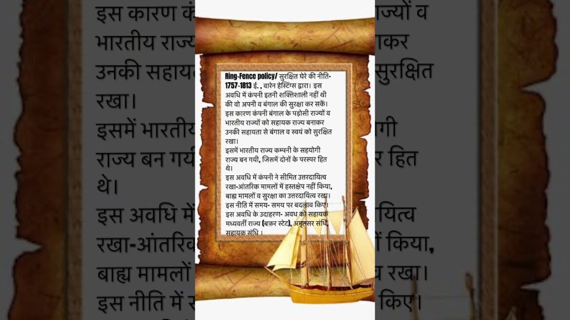 सुरक्षित घेरे की नीति/ Ring fence Policy/ सहायक संधि/#indainhistory #historyquiz #historyofindia