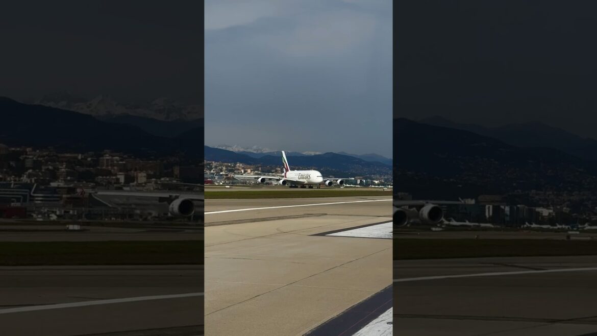 Emirates Airbus A380 taxiing to the holding point runway 04R in Nice😍 #pilot #aviation #airbus