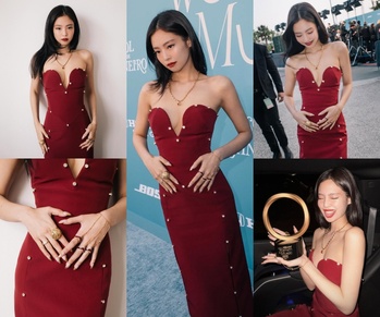 【フォト】BLACKPINKジェニー、魅力的な深紅のドレス姿＝「Billboard’s Women in Music 2025」
