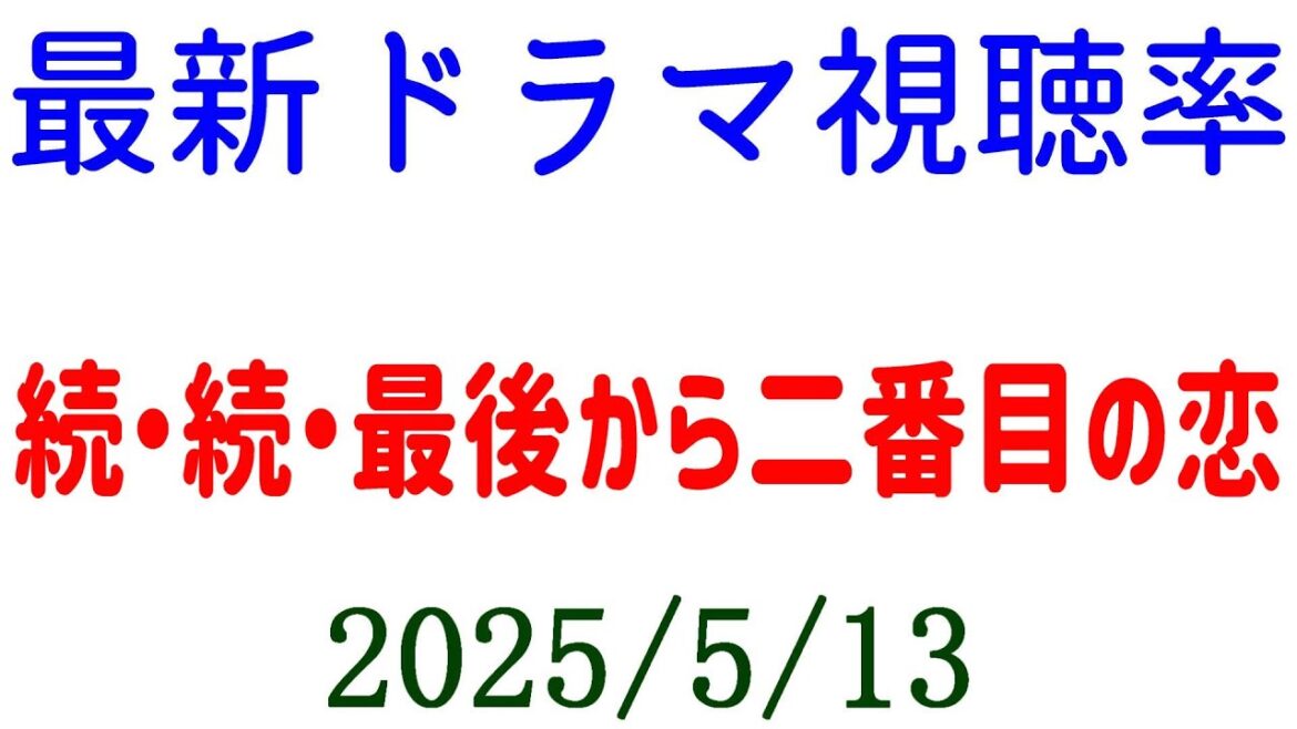 続・続・最後から二番目の恋☆視聴率速報☆2025年5月13日付