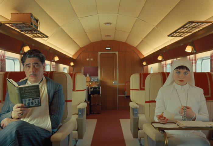 (L to R) Benicio Del Toro as Zsa-Zsa Korda and Mia Threapleton as Liesl in director Wes Anderson's THE PHOENICIAN SCHEME, a Focus Features release. Credit: Courtesy of TPS Productions/Focus Features © 2025 All Rights Reserved.