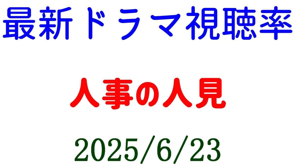 人事の人見 最終回☆べらぼう 24話 8.1%！視聴率速報☆2025年6月23日付