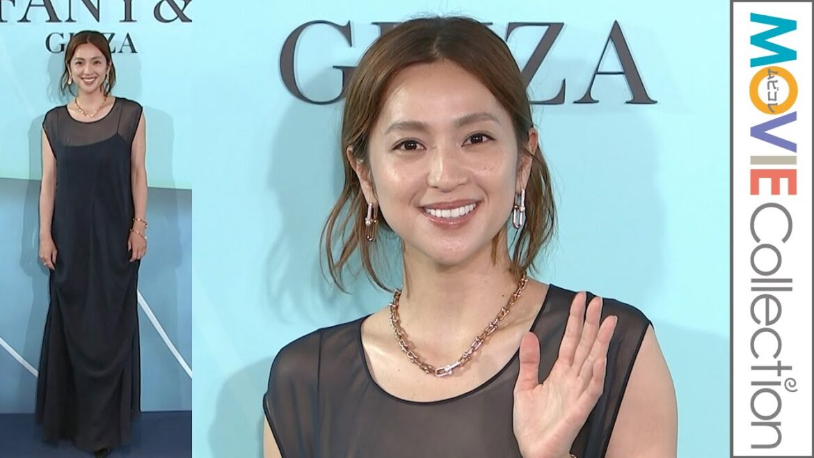 中村アン、透け感のあるブルーのロングドレス／「ティファニー 銀座」オープニングイベント