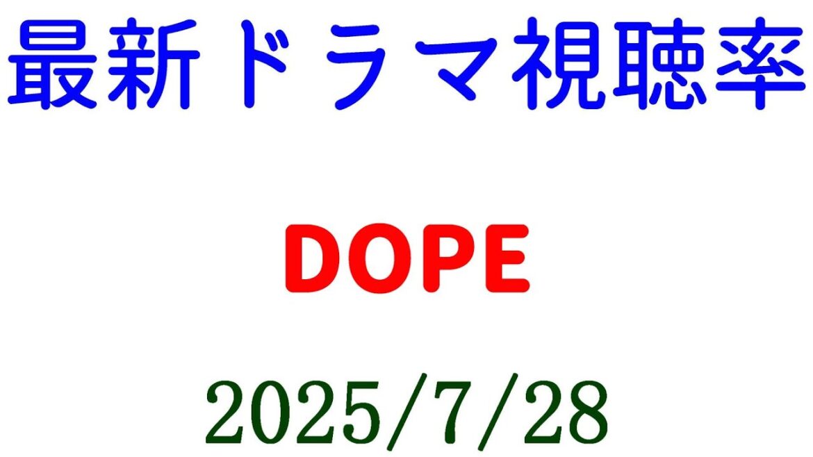 DOPE 視聴率上がる!視聴率速報☆2025年7月28日付 DOPE 視聴率上がる!視聴率速報☆2025年7月28日付