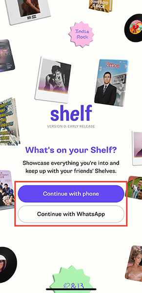 SNSアプリ「Shelf」の操作画面