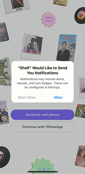 SNSアプリ「Shelf」の操作画面