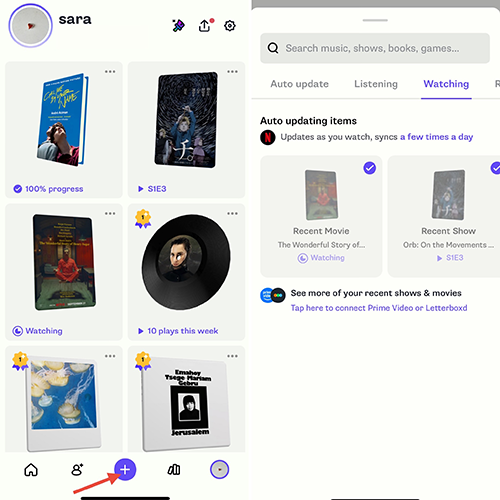 SNSアプリ「Shelf」の操作画面