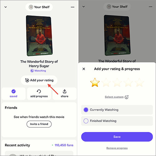 SNSアプリ「Shelf」の操作画面