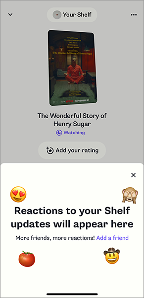 SNSアプリ「Shelf」の操作画面