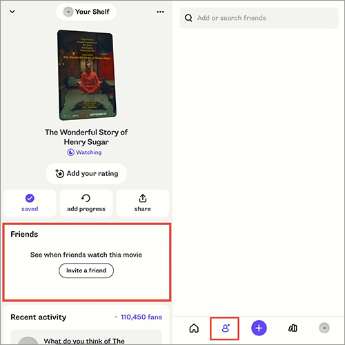 SNSアプリ「Shelf」の操作画面