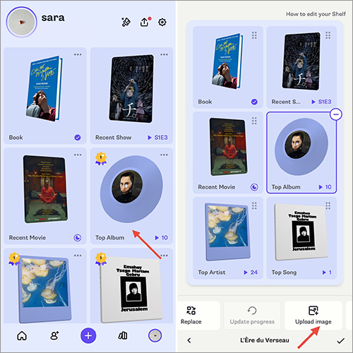 SNSアプリ「Shelf」の操作画面