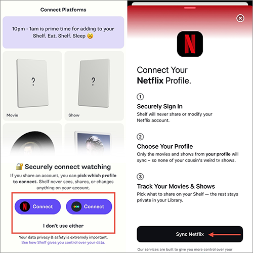 SNSアプリ「Shelf」の操作画面