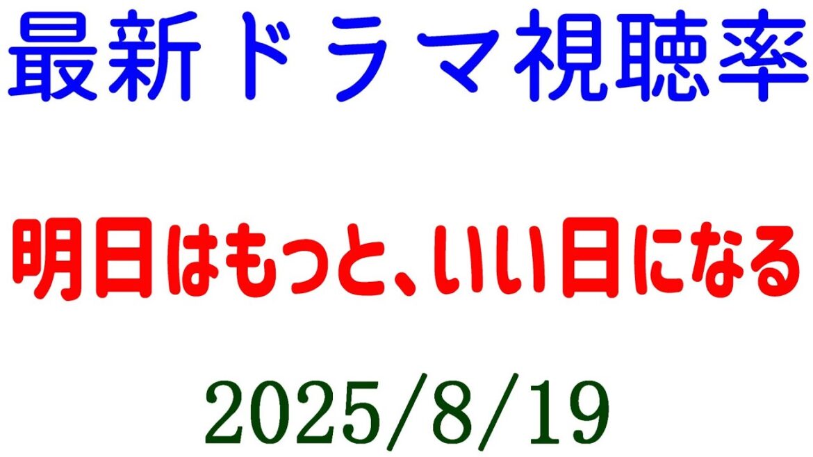 明日はもっと、いい日になる 視聴率アップ☆視聴率速報☆2025年8月19日