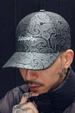 Subciety (サブサエティ) Paisley jacquard cap - Black / Green