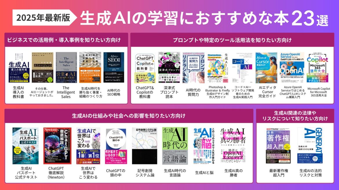 【2025年最新】生成AIの学習におすすめな本を24冊紹介｜初心者〜上級者まで｜SHIFT AI TIMES