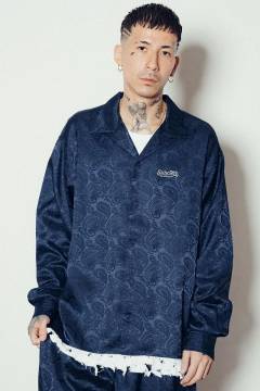 Subciety (サブサエティ) Paisley open collar L/S shirt - Navy
