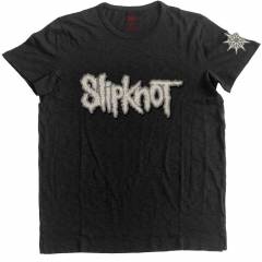 【予約商品】SLIPKNOT バンドTシャツ ユニセックス: Logo & Star Applique (Black) (Embellished) - BLACK
