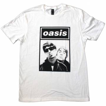 OASIS バンドTシャツ ユニセックス: Noel & Liam Boxed Photo - WHITE