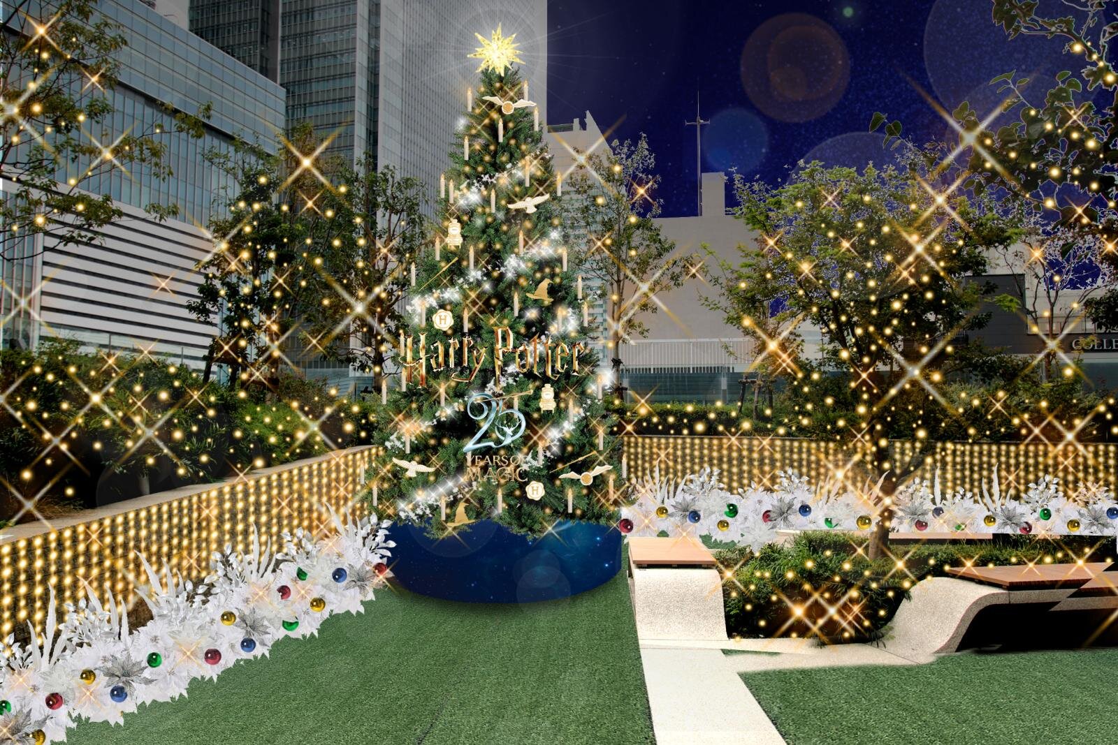 大名古屋ビルヂング「ハリー・ポッター」クリスマスイルミネーション、天空のツリーやホグワーツ4寮リース|写真2